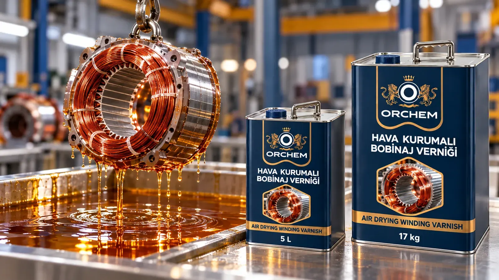 Stator vernik tankına daldırılıyor